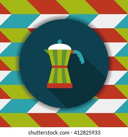 coffee kettle flat icon with long shadow,eps10