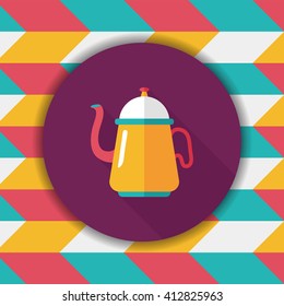 coffee kettle flat icon with long shadow,eps10