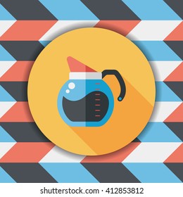 coffee kettle flat icon with long shadow,eps10