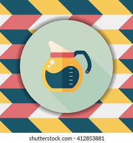 coffee kettle flat icon with long shadow,eps10