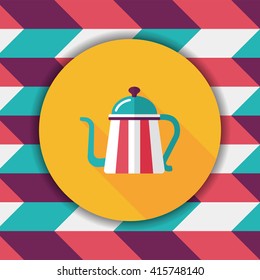 coffee kettle flat icon with long shadow,eps10