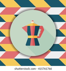 coffee kettle flat icon with long shadow,eps10
