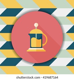 coffee kettle flat icon with long shadow,eps10