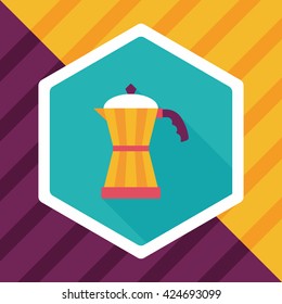 coffee kettle flat icon with long shadow,eps10