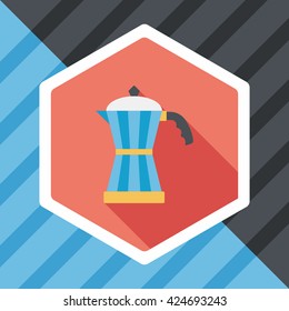 coffee kettle flat icon with long shadow,eps10
