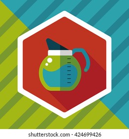coffee kettle flat icon with long shadow,eps10