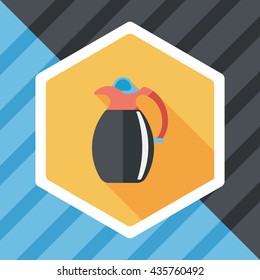coffee kettle flat icon with long shadow,eps10