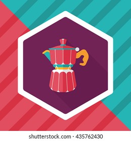 coffee kettle flat icon with long shadow,eps10