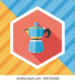 coffee kettle flat icon with long shadow,eps10