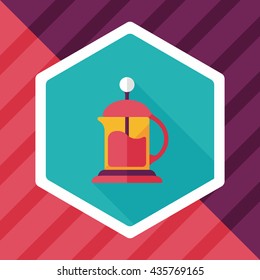 coffee kettle flat icon with long shadow,eps10