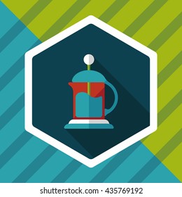 coffee kettle flat icon with long shadow,eps10