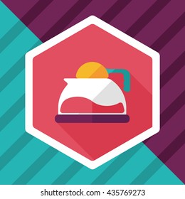 coffee kettle flat icon with long shadow,eps10