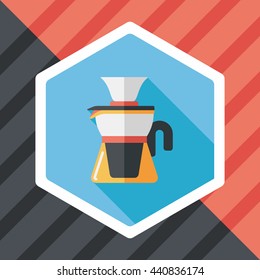 coffee kettle flat icon with long shadow,eps10