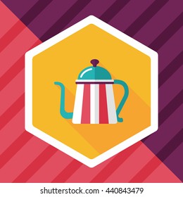 coffee kettle flat icon with long shadow,eps10