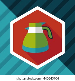 coffee kettle flat icon with long shadow,eps10