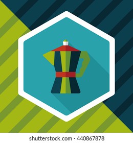 coffee kettle flat icon with long shadow,eps10