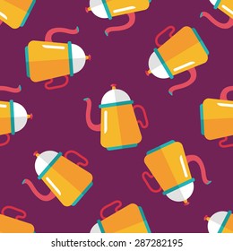 coffee kettle flat icon,eps10 seamless pattern background
