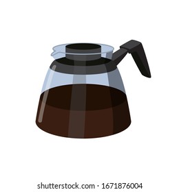 Coffee kettle. Flat illustration of coffee drink. Vector coffee pot in cartoon style isolated on white background.
