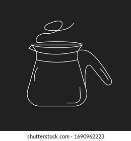 Coffee kettle. Flat illustration of coffee drink. Outline vector coffee pot.