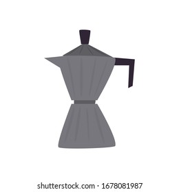 Coffee kettle estilo plano diseño ícono de tomar el tiempo desayuno bebida bebida bebida bebida bebidas tienda mañana aroma de tienda y tema cafeína Vector ilustración