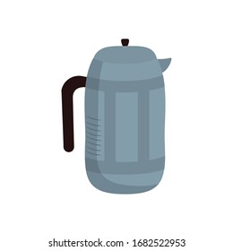Coffee kettle flat style icon design of time drink breakfast beverage shop morning store aroma and caffeine theme Vector illustration