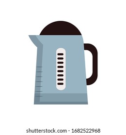 Coffee kettle flat style icon design of time drink breakfast beverage shop morning store aroma and caffeine theme Vector illustration