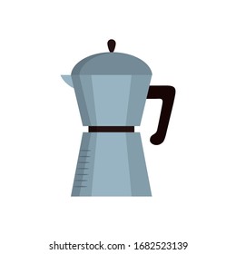 Coffee kettle estilo plano diseño ícono de tomar el tiempo desayuno bebida bebida bebida bebida bebidas tienda mañana aroma de tienda y tema cafeína Vector ilustración