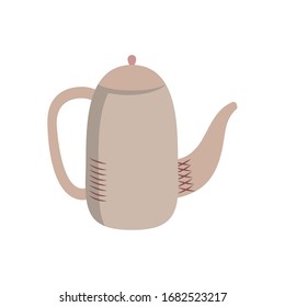 Coffee kettle flat style icon design of time drink breakfast beverage shop morning store aroma and caffeine theme Vector illustration