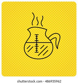 Coffee kettle icon. Hot drink pot sign.