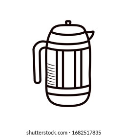 Coffee línea estilo ícono diseño de la bebida del tiempo desayuno bebida bebida bebida bebidas de la mañana aroma de la tienda y tema de la cafeína Vector ilustración