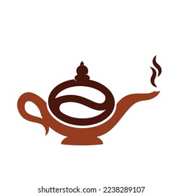 Plantilla de icono de diseño del logotipo de Coffee Kettle.  Vector de diseño de olla de café.