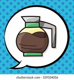 coffee kettle maker color doodle, speech bubble