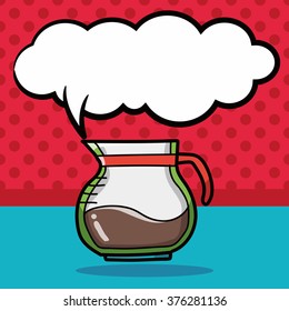 coffee kettle maker color doodle, speech bubble