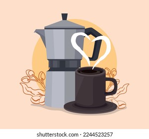 coffee kettle and mug icon