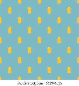 COFFEE KETTLE PATTERN
Coffee kettle arranged in pattern on the light blue background.