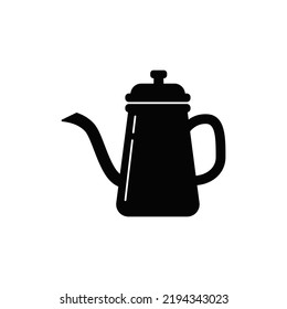 Coffee kettle, percolator icon in black flat glyph, filled style isolated on white background