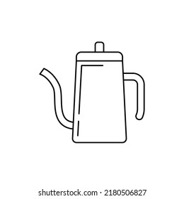 Coffee kettle, icono de percolador en el estilo de línea, aislado en fondo blanco