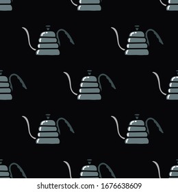 coffee kettle seamless doodle pattern, vector illustration