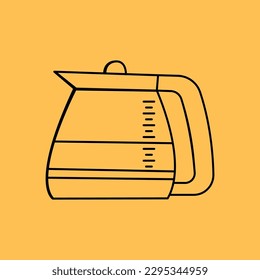 Coffee kettle. Vector illustration isolated on yellow background. Outline for menu, coffee shop, etc.