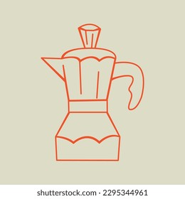 Coffee kettle. Vector illustration isolated on beige background. Outline for menu, coffee shop, etc.