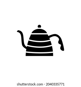 Coffee kettler outline icon. Professional coffee shop tools. Black silhouette symbol. Isolated vector stock illustration