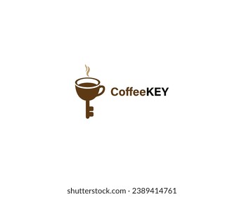 coffee with key design logo design, coffee key illustration design, coffee key logo design, modern coffee shop logo