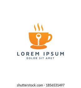 coffee and key negative space logo design