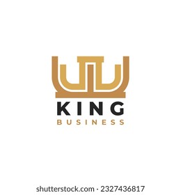logotipo de café king Cafe. par de tazas de café y elementos de iconos de la corona