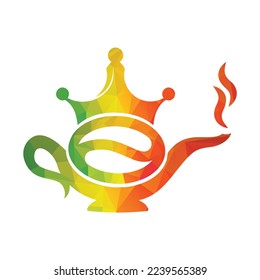 Coffee King Kettle logo design icon template.  Crown Coffee pot design vector.