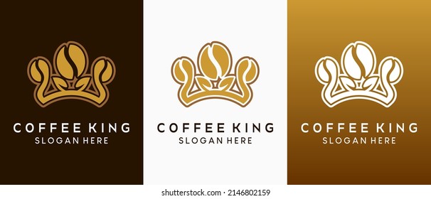 Coffee king logo design with creative concept, crown icon combined with coffee bean icon