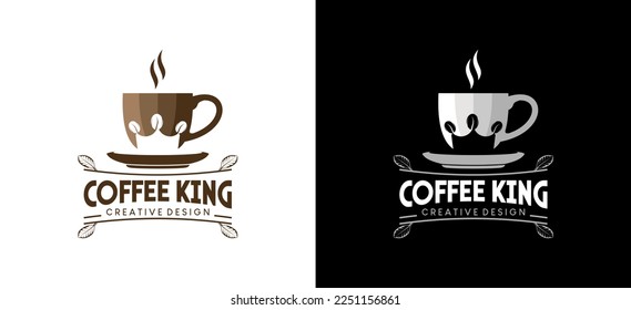 Coffee king logo design with creative retro concept