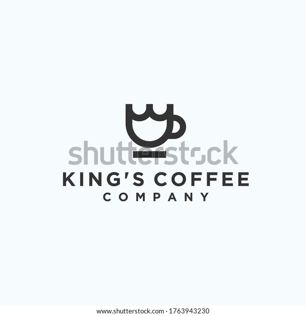 Coffee King Logo Design Coffee Cup Stock Vector (Royalty Free
