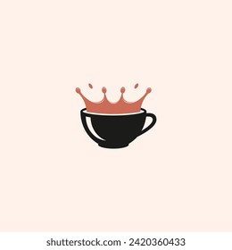 Ilustración del logo de Coffee king, concepto de copa de café con logo de la corona