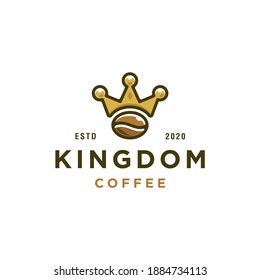 Kaffee-King-Logo, Kaffeebohnen und Goldkronen, modernes Logo, Symbol einzeln auf weißem Hintergrund